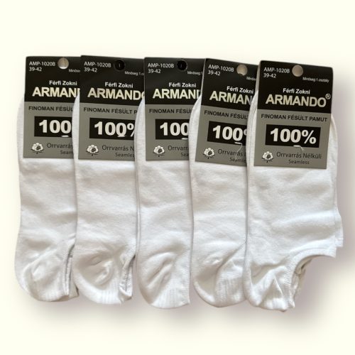 ARMANDO Férfi Bokazokni fehér – 100% Pamut, 5 Pár