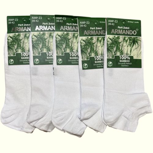 ARMANDO Férfi Bokazokni fehér – 100% Bamboo, 5 Pár