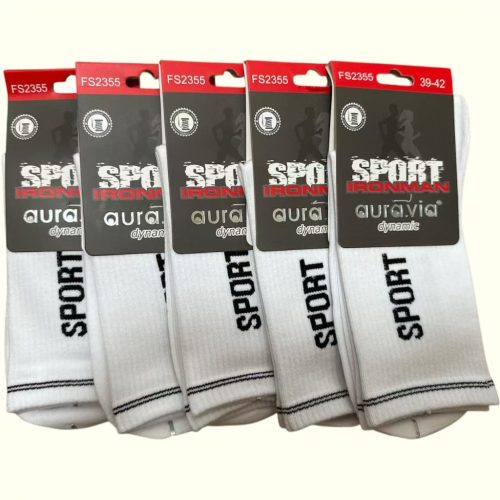 Aura Via Férfi Fehér Sport Zokni 5 Pár