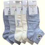 AURA.VIA Női bokazokni – Kék-fehér pöttyös és csíkos mintával