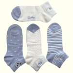 AURA.VIA Női bokazokni – Kék-fehér pöttyös és csíkos mintával