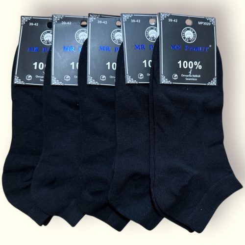 MR PAMUT Férfi Bokazokni fekete – 100% PAMUT, 5 Pár