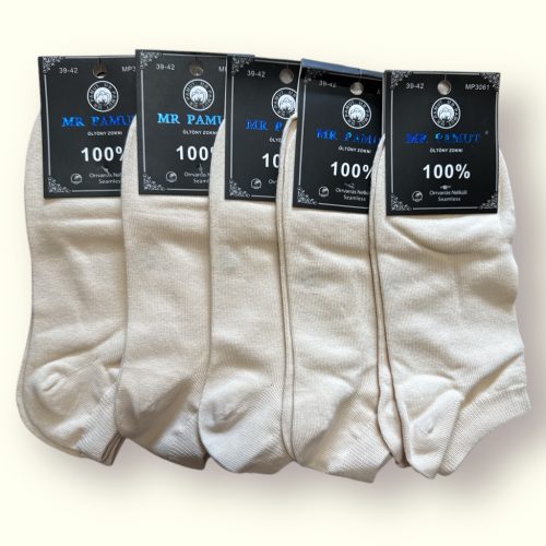 MR PAMUT Férfi Bokazokni beige – 100% Pamut, 5 Pár