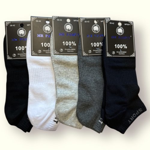 MR PAMUT Férfi Bokazokni Vegyes Színben – 100% Pamut, 5 Pár