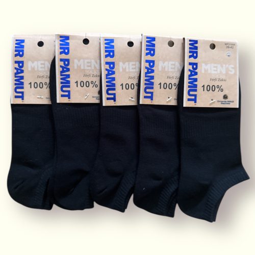 MR PAMUT Férfi Sport Bokazokni fekete – 100% Pamut, 5 Pár